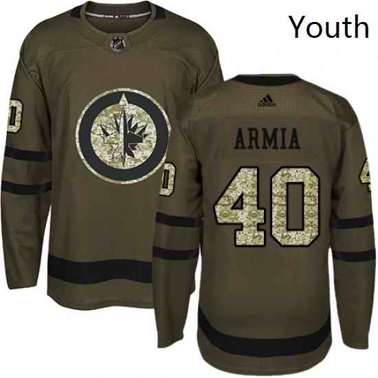 Youth Adidas Winnipeg Jets 40 Joel Armia Premier Green Salute to Service NHL Jersey